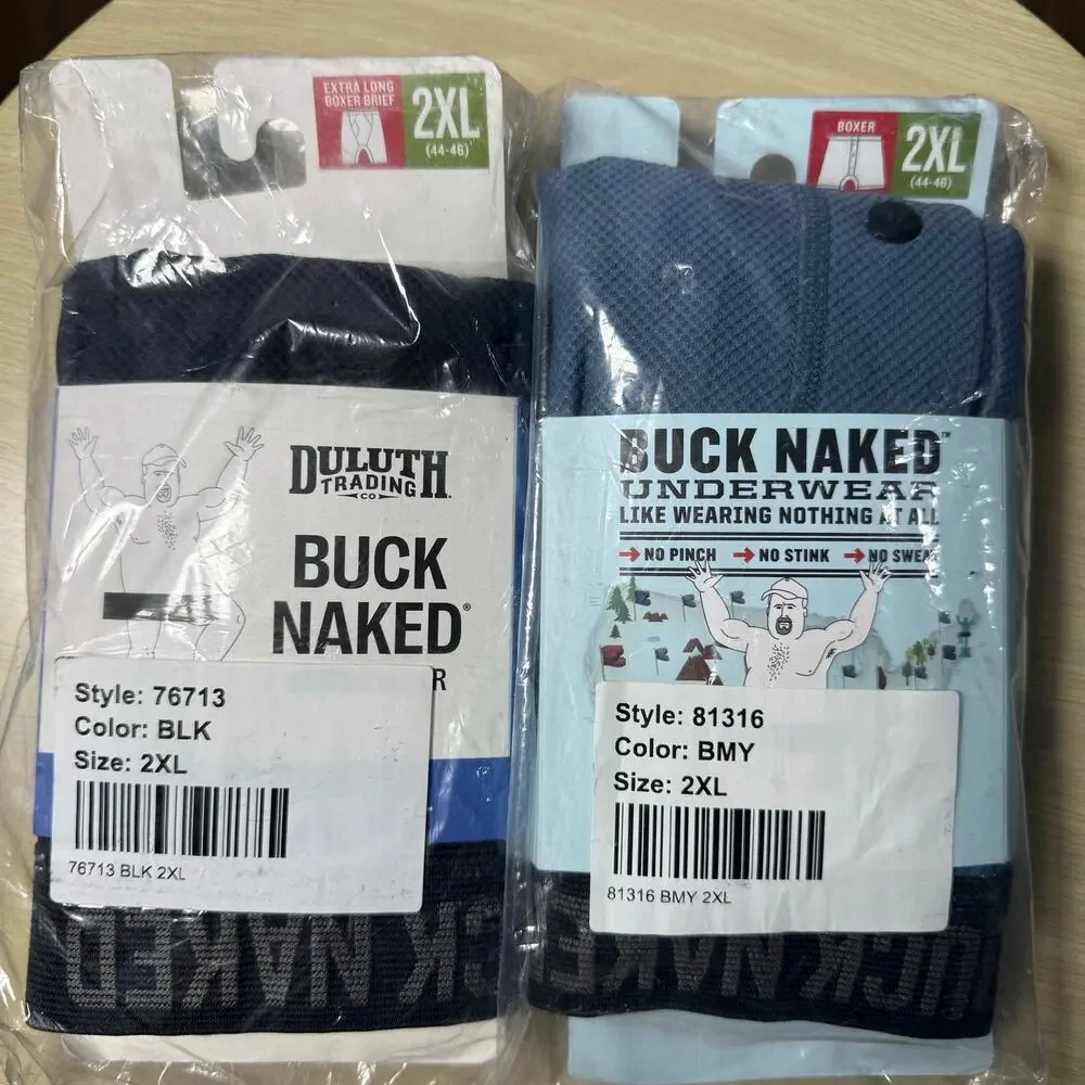 2 Pack Duluth Trading Men’s Buck Naked Underwear, 2XL
